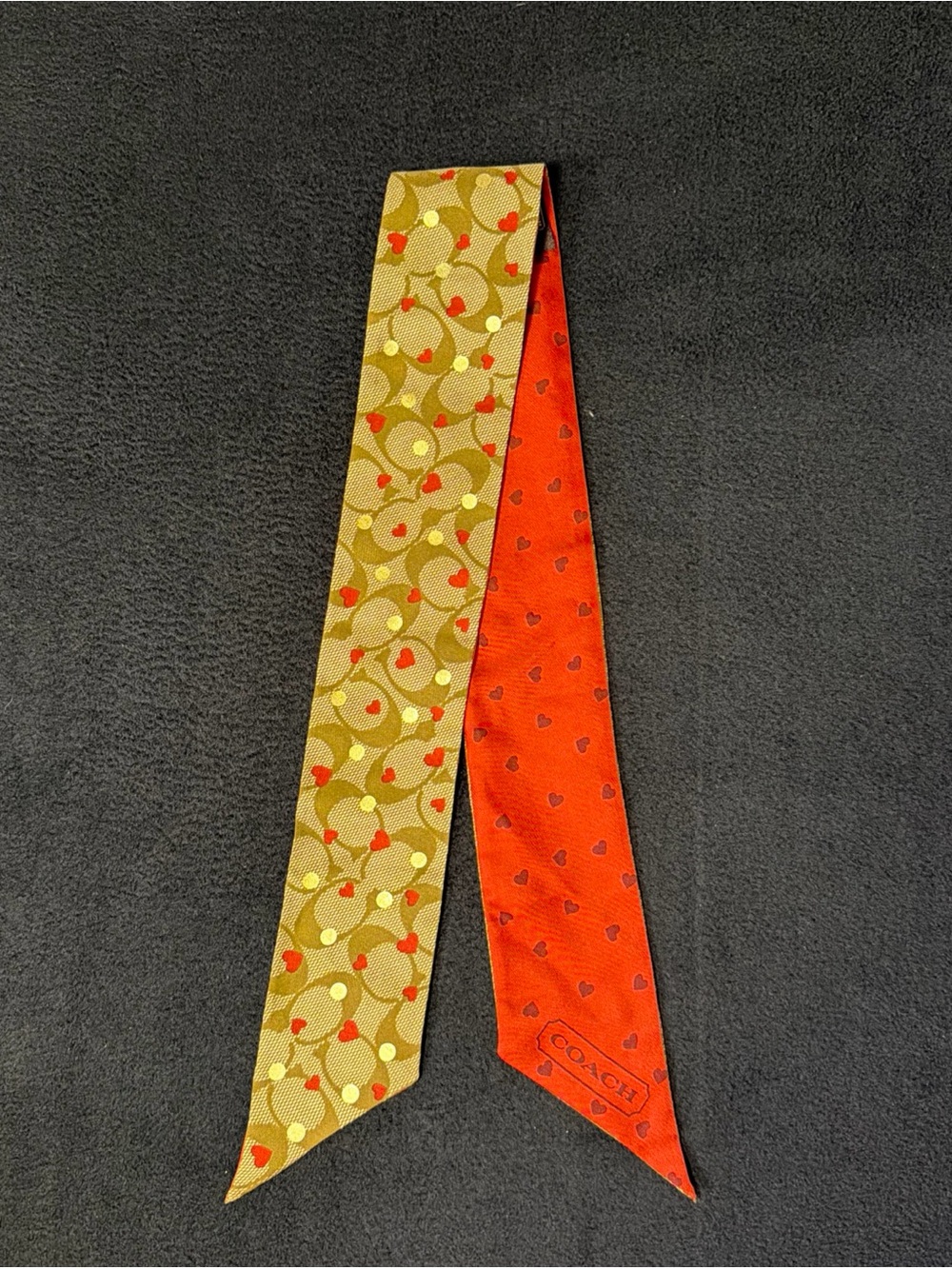 COACH COLORFUL REVERSABLE SKINNY PONYTAIL PURSE BAG NECK SCARF 100% SILK